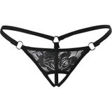 Siyah Dantelli Özel Bölgesi Açık G-String 1167