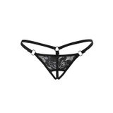 Siyah Dantelli Özel Bölgesi Açık G-string Brf1167