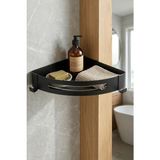 Siyah Dekoratif Köşe Banyo Rafı 23X23