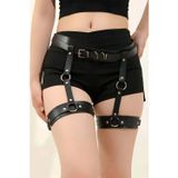 Siyah Deri Jartiyer Harness