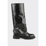 Siyah Deri Kadın Günlük Çizme