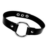 Siyah Deri Tasma Halka 35 cm Choker Bayan Kolye Takı