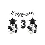 Siyah Doğum Günü Yaş Balon Set, 3