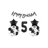Siyah Doğum Günü Yaş Balon Set, 5