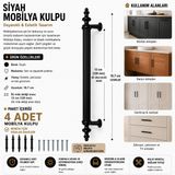 Siyah Dolap Çekmece Kulpu 128 mm Mobilya Mutfak Banyo Dolabı Kulpu - 4 ADET