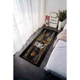 Siyah Dolar Desenli Kaymaz Taban Yıkanabilir Halı | Dijital Baskı | Salon Antre Genç Odası Koridor Halısı - SD14 - Siyah - Sarı - 90 x 350 cm