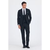 Siyah Düz Bez Ayağı Mono Yaka 2 Düğme 6 Drop Slim Fit Basic Takım Elbise 1001250186_001 - 44