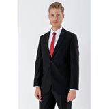 Siyah Düz Gabardin Mono Yaka 2 Düğme 6 Drop Comfort Fit Basic Takım Elbise 1001250010_001