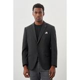 Siyah Düz Gabardin Mono Yaka 2 Düğme Esnek 6 Drop Comfort Fit Casual Ceket 1002245165_001 - 50 - Regular Fit