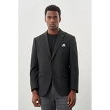 Siyah Düz Gabardin Mono Yaka 2 Düğme Esnek 6 Drop Comfort Fit Casual Ceket 1002245165