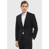 Siyah Düz Modern Fit %100 Yün Takım Elbise - 8 Drop - 52