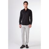 Siyah Düz Renk Uzun Kol Slim Fit Erkek Gömlek