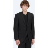 Siyah Düz Slim Fit Yün Karışımlı Takım Elbise - 6 Drop - 52
