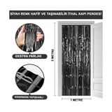 Siyah Ekstra Metalize Parlak Saçaklı Arka Fon Perde