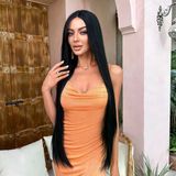 Siyah Ekstra Uzun Boy Tül Peruk Dr-1807-1B