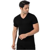 Siyah Erkek Bambu V Yaka Kısa Kollu Fanila Atlet, XL, LX3905-198IGP101063