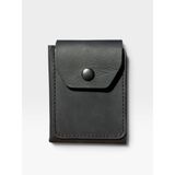 Siyah Erkek Cüzdan Hakiki Deri El Yapımı Nakit Bölmeli Kartlık | Minimal Boyut / Çıtçıtlı Kapama