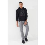 Siyah Erkek Kamuflaj Desen Baskılı Standart Kalıp Kapüşonlu Sweatshirt-87884