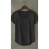 Siyah Erkek Özel Üretim Geniş Pis Yaka Alt Oval Kesim Slim Tişört T-shirt Siyah