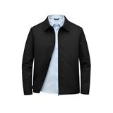 Siyah Erkek Pamuk Polyester Karışımlı Yakalı Bonded Kumaş Su Ve Rüzgar Geçirmez Mevsimlik&Yazlık Mont