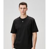 Siyah Erkek T-Shirt - Yeni Sezon Koleksiyonu Fendi Logo Baskılı - Siyah