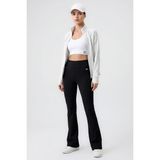 Siyah Esnek Yüksek Bel Spor Performans Kadın Ispanyol Paça Kadın Tayt - 94686 - XL