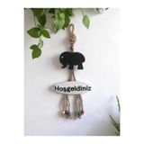 Siyah Fil Dekoratif Hoşgeldiniz Kapı Duvar Süsü Siyah 25 x 14