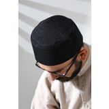 Siyah Fileli Kumaş Kalıp Namaz Takkesi Siyah 57