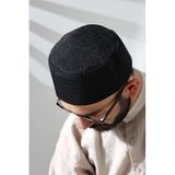 Siyah Fileli Kumaş Kalıp Namaz Takkesi Siyah 58
