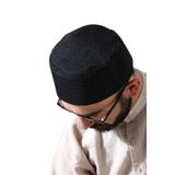 Siyah Fileli Kumaş Kalıp Namaz Takkesi Siyah 59