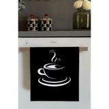Siyah Fincan Desenli Fırın Mutfak Havlusu 30X50CM - 30 x 50 cm - Siyah - Açık Gri