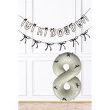 Siyah Fiyonk Konsept Banner ve Yaş Balonlu Doğum Günü Balon Seti - 8