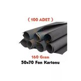 Siyah Fon Kartonu 50X70 cm 100'LÜ Paket 160 gr Renkli Fon Kartonu