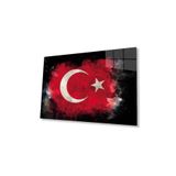 Siyah Fonlu Türk Bayrağı Ay Yıldız Cam Siyah Fon Black Background Turkish Flag Crescent and Star Gla