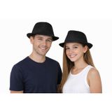 Siyah Fötr Şapka, Unisex Fedora, Bantlı Klasik Stil, Yaz Şapkası