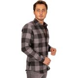 Siyah Füme Dama Oduncu Slimfit Hediye Kutulu Erkek Gömlek M