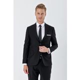 Siyah Gabardin Kırlangıç Yaka 6 Drop Slim Fit Dar Kesim Basic Takım Elbise 1001240011