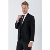 Siyah Gabardin Kırlangıç Yaka 6 Drop Slim Fit Dar Kesim Basic Takım Elbise 1001245011