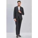 Siyah Gabardin Mono Yaka 8 Drop Comfort Fit Rahat Kesim Basic Takım Elbise 1001240006