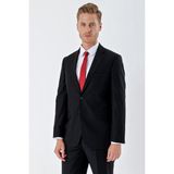 Siyah Gabardin Mono Yaka 8 Drop Slim Fit Dar Kesim Basic Takım Elbise 1001240006 - 50