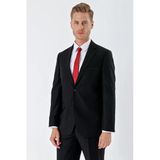 Siyah Gabardin Mono Yaka 8 Drop Slim Fit Dar Kesim Basic Takım Elbise 1001240006