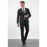 Siyah Gabardin Mono Yaka 8 Drop Slim Fit Dar Kesim Basic Takım Elbise 1001255006
