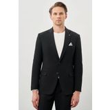 Siyah Gabardin Mono Yaka Tam Astar Esnek 6 Drop Slim Fit Casual Ceket 1002245162