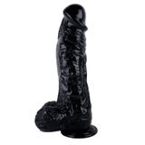 Siyah Gerçekçi Vantuzlu Testisli Dildo 31Cm