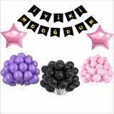 Siyah-Gold Banner+ Mor, Pembe, Siyah Balon Seti