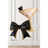 Siyah Gold Fiyonk Balon ve Martini Kadeh Folyo Balon 2li Set