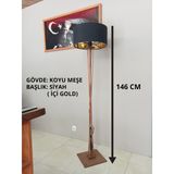 SİYAH GOLD KUMAŞ BAŞLIK- AHŞAP LAMBADER-KÖŞE AYDINLATMA-KOYU MEŞE | Ahşap Malzeme, İç Mekan, 3metre anahtarlı kablo