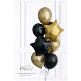 Siyah Gold Yıldız Folyo Balonlu Balon Demeti Set234