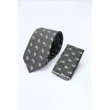 Siyah-Gri Desenli 7 Cm Kravat 1090260129