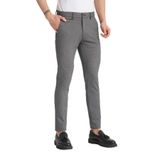 Siyah-Gri Desenli Erkek Kalın Yandan Cepli Klasik Bel Slim Fit Chino Pantolon Siyah 30